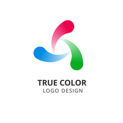 Circle swirl logo. Colorful round abstract emblem. True color spiral vector isolated design