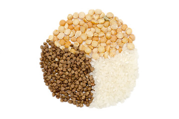 Рис,гречка и горох.Buckwheat rice and peas.