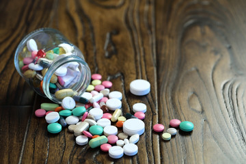 Multicolored tablets of different shapes and sizes