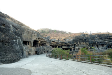 Ancient Ellora rock carved Buddhist temple, Aurangabad, Maharashtra, India