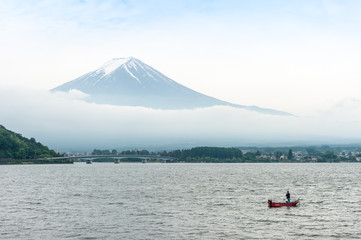 Lake Kawaguchi and Foji mountain in Japan