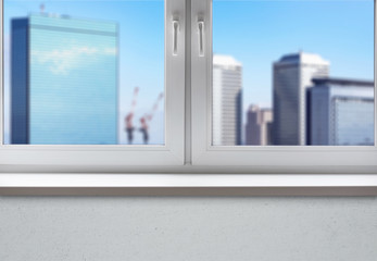 Window with Sill in living Apartments and urban View to the City