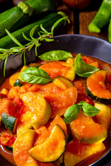 vegetarian ratatouille with fresh vegetables and herbs