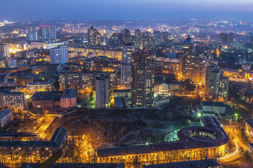 Night Kiev city center view, Kiev, Ukraine