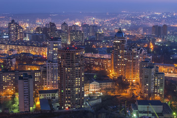 Fototapeta na wymiar Night Kiev city center view, Kiev, Ukraine