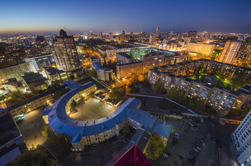 View to the center of Kiev at night