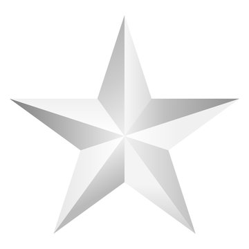 one beautiful decorative silver star isolated on white,vector illustration