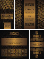 Set of luxury vintage cards with golden decoration. Original style