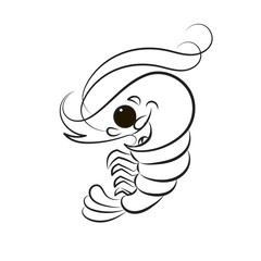 Shrimp silhouette. Isolated shrimp on white background