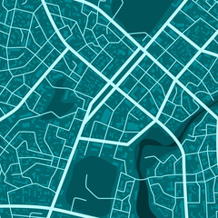 Print with blue town topography. Abstract blue city map. City residential district scheme. City district plan. vector illustration