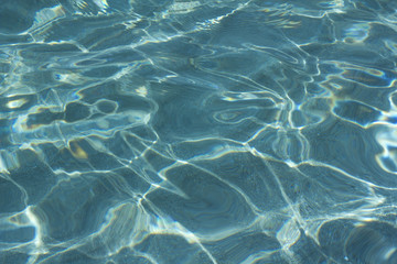 Beautiful caustics on water surface in blue sea