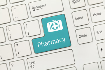 White conceptual keyboard - Pharmacy (blue key)