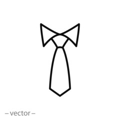 Necktie linear vector icon, line sign isolated on white background - editable stroke, vector illustration eps10