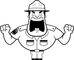 Cartoon Drill Sergeant Angry