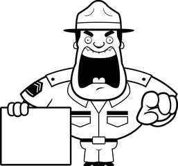 Cartoon Drill Sergeant Sign