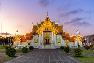Naklejka premium Wat Benchamabophit or the Marble Temple, The beautiful and famous Temple in Bangkok, Thailand.The most modern and one of the most beautiful of Bangkok's royal wats,