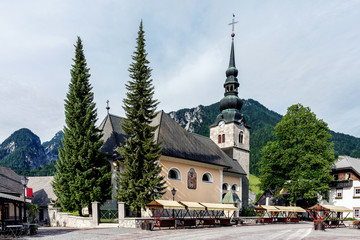 The Church of the Assumption of the Virgin Mary in Kranjska Gora, Slovenia.