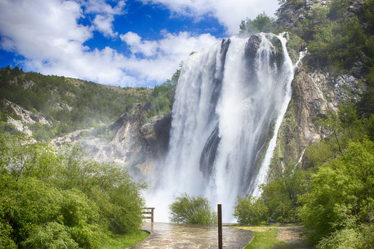 Krcic waterfall above Krka river spring near Knin, Croatia