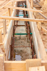 Building a foundation for a house.