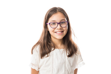 Lovely young girl with glasses isolated