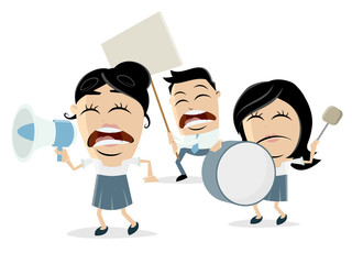 angry cartoon demonstrators