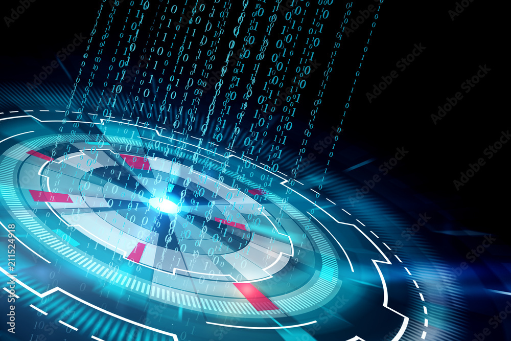 Poster binary code and cyberspace