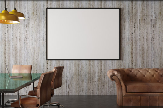 blank picture frame in conference room