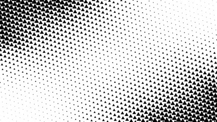 Abstract halftone pattern texture, triangle. Background is black and white. Vector modern background for posters, sites, business cards, postcards, interior design.