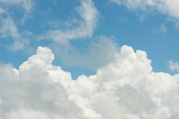 White cumulus clouds against the blue sky. The concept of weather