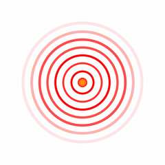 Pain concentration icon. Red rinds. Symbol of throbbing pain. Design for medical painkiller pills, muscle, stomach, toothache and other.