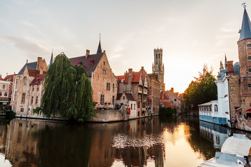 Fototapeta na wymiar sunset over the old city of Bruges