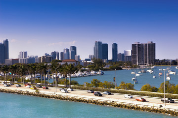 Fototapeta na wymiar Miami, MacArthur Causeway , USA, Florida