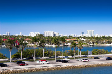 Fototapeta na wymiar Miami, MacArthur Causeway, USA, Florida