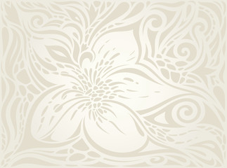 Wedding Floral decorative vintage Background Ecru Bege pale Flowers wallpaper pattern design