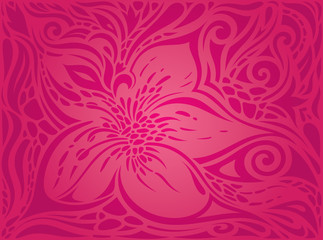 Fototapeta na wymiar Red decorative Flowers, floral ornate decorative vector pattern wallpaper design Background