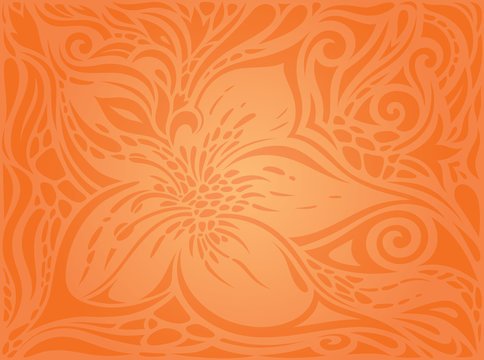 Flowers Orange Retro Style Colorful Floral Wallpaper Background Trendy Fashion Design