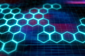 hexagon pattern molecular sci fi