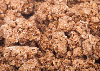 Organic fresh cereal granola flakes with chocolate