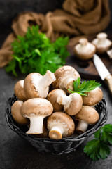 Mushrooms. Fresh mushrooms in basket