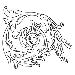 Vintage baroque ornament, corner. Retro pattern antique style acanthus. Decorative design element filigree calligraphy vector. - stock vector