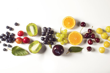Mixed fruits on white background
