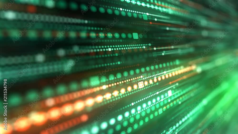 Poster computer generated digital green light streaks. abstract 3d rendering motion background. 4k, ultra h