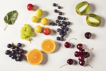Mixed fruits on white background