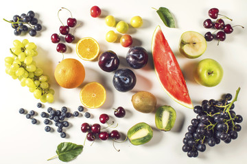 Mixed fruits on white background