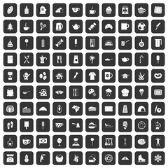 100 coffee icons set in black color isolated vector illustration