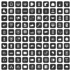100 communication icons set in black color isolated vector illustration