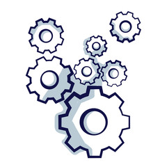 Gear wheels symbolizing idea or solution. Hand Drawn vector Illustration isolated on white