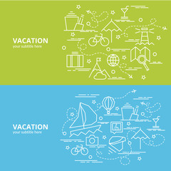 Flat colorful design concept for Vacation. Infographic idea of making creative products..Template for website banner, flyer and poster.