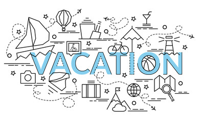 Flat colorful design concept for Vacation. Infographic idea of making creative products..Template for website banner, flyer and poster.