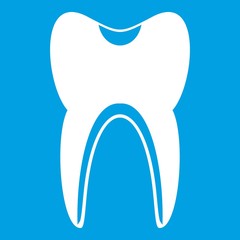 Tooth icon white isolated on blue background vector illustration